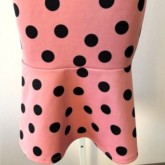 Haute Monde Skirt Large Retro Pink Polka Dot Peplum Soft Academia Parisian Chic - Picture 7 of 11